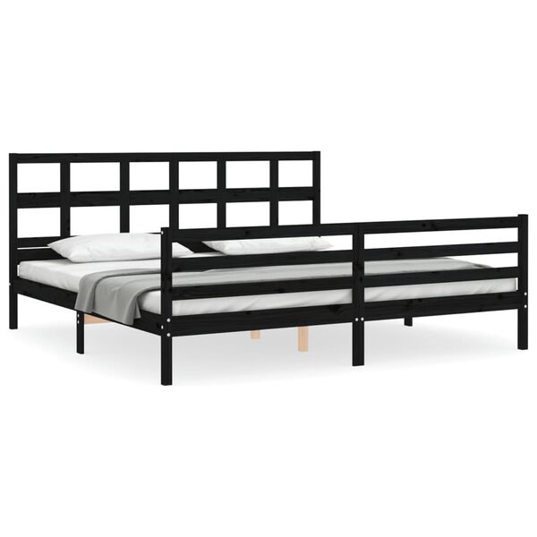 vidaXL Cadre de lit sans matelas noir 200x200 cm bois massif
