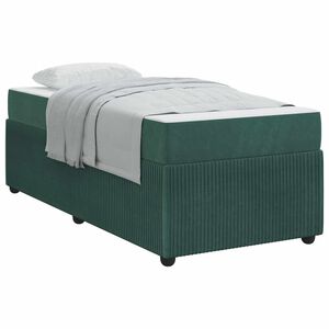 vidaXL Cadre de lit avec matelas Vert fonc&eacute; 90 x 200 cm tissu