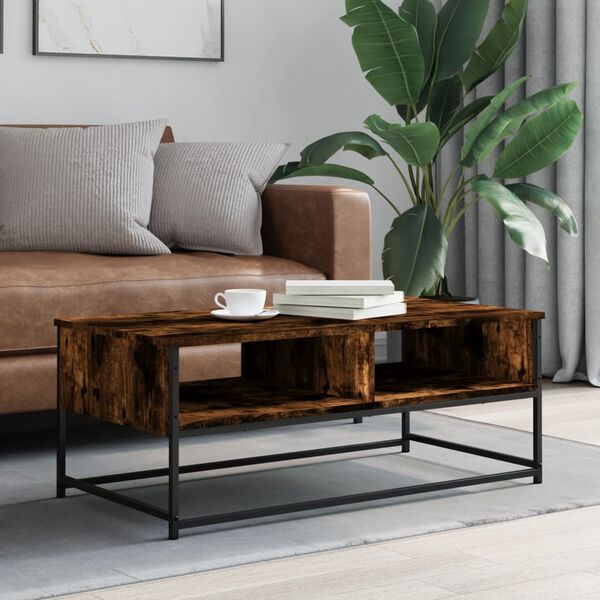 vidaXL Table basse ch&ecirc;ne fum&eacute; 100x51x40 cm bois d'ing&eacute;nierie