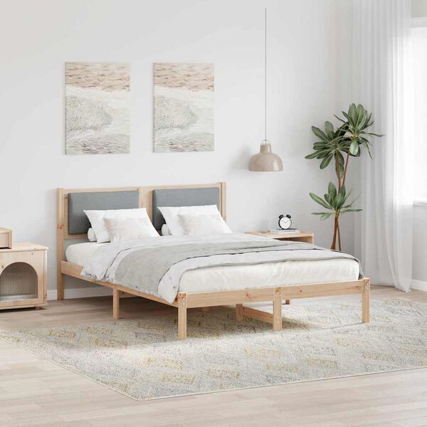 vidaXL Cadre de lit Gris clair 135 x 190 cm Pin massif