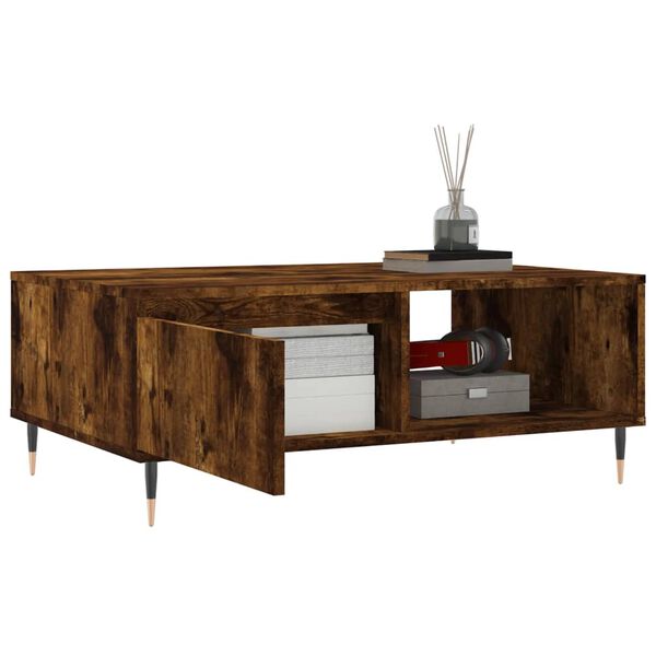 vidaXL Table basse ch&ecirc;ne fum&eacute; 90x60x35 cm bois d'ing&eacute;nierie