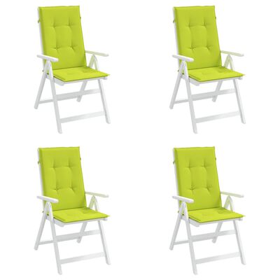 vidaXL Coussins de chaise de jardin à dossier haut lot de 4 vert vif