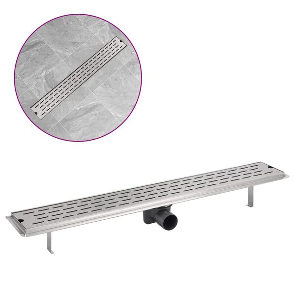 vidaXL Drain de douche lin&eacute;aire 830 x 140 mm Acier inoxydable