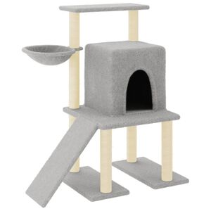 vidaXL Arbre &agrave; chat avec griffoirs en sisal Gris clair 96,5 cm