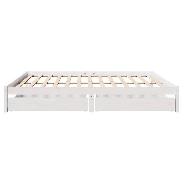vidaXL Cadre de lit sans matelas blanc 200x200 cm bois massif de pin