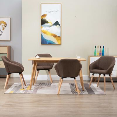 vidaXL Chaises à manger lot de 4 marron tissu