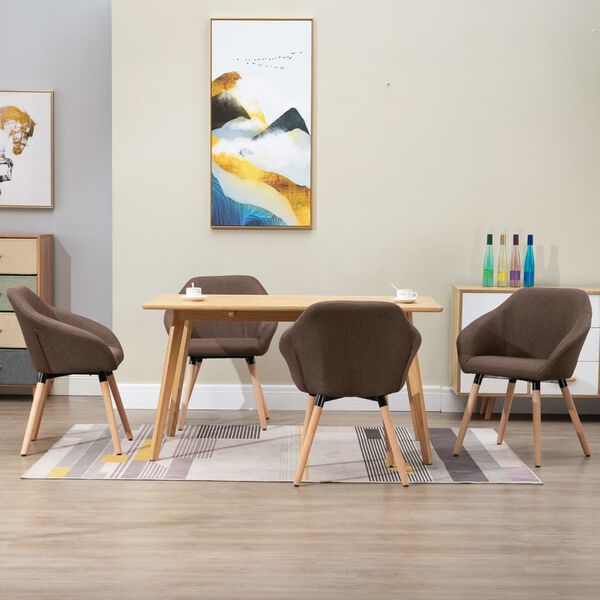 vidaXL Chaises &agrave; manger lot de 4 marron tissu