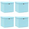 vidaXL Bo&icirc;tes de rangement avec couvercles 4 pcs 28x28x28cm Bleu azur&eacute;