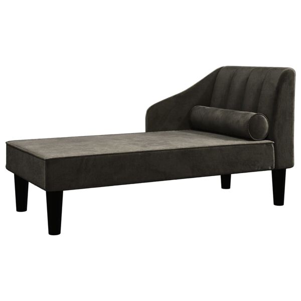 vidaXL Chaise longue avec traversin noir velours