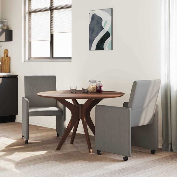 vidaXL Chaises de Salle &agrave; Manger avec Roues 2 pcs Gris clair