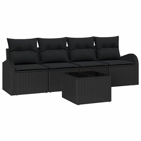 vidaXL Ensemble de canap&eacute; de jardin avec coussin 5 pcs Noir