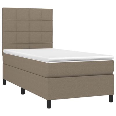 vidaXL Sommier à lattes de lit et matelas et LED Taupe 80x200 cm Tissu