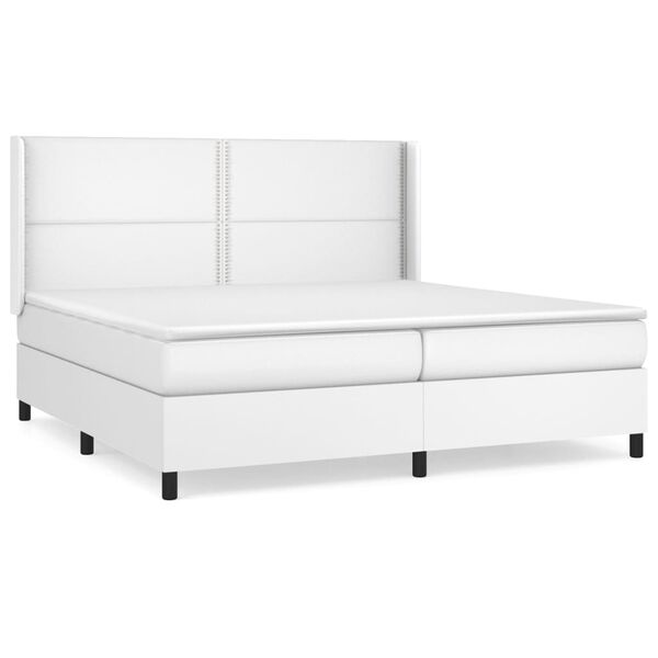 vidaXL Sommier &agrave; lattes de lit avec matelas Blanc 200x200cm Similicuir