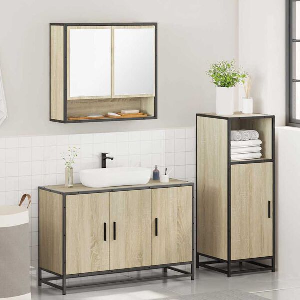 vidaXL Ensemble de meubles de salle de bain 3 pcs ch&ecirc;ne sonoma