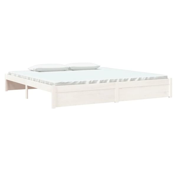 vidaXL Cadre de lit sans matelas blanc bois massif 200x200 cm