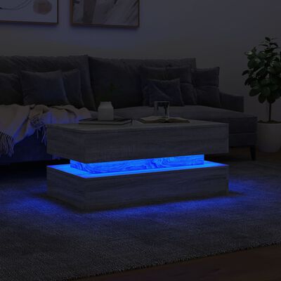 vidaXL Table basse avec lumières LED gris sonoma 90x50x40 cm