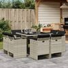 vidaXL Ensemble &agrave; manger de jardin et coussins 9 pcs gris clair rotin