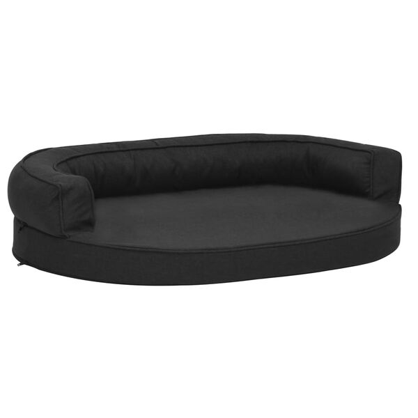vidaXL Matelas de lit ergonomique de chien 75x53 cm Aspect de lin Noir