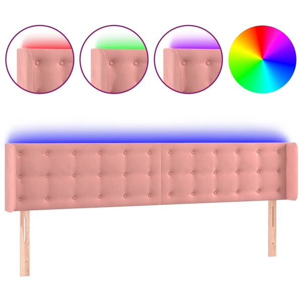 vidaXL T&ecirc;te de lit &agrave; LED Rose 203x16x78/88 cm Velours