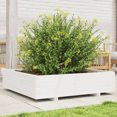 vidaXL Jardinière blanc 100x100x26,5 cm bois de pin massif