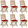 vidaXL Chaises pliantes 6 pi&egrave;ces avec coussins en bois d'acacia massif