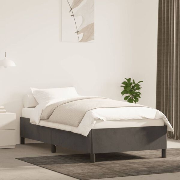 vidaXL Cadre de lit sans matelas gris fonc&eacute; 100x200 cm velours