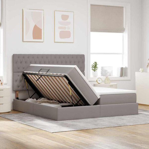 vidaXL Lit de Rangement Taupe 180 x 200 cm Cuir synth&eacute;tique