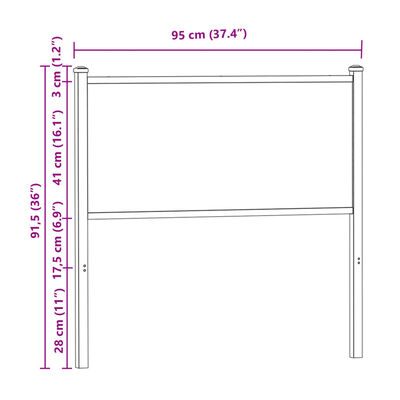 vidaXL Tête de lit chêne fumé 90 cm bois d'ingénierie et acier