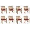 vidaXL Chaises de jardin lot de 8 avec coussins bordeaux Bois de teck