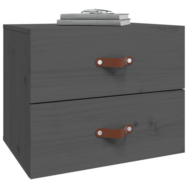 vidaXL Table de chevet murale Gris 50x36x40 cm