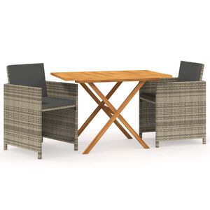 vidaXL Ensemble &agrave; manger de jardin 3 pcs avec coussins Gris