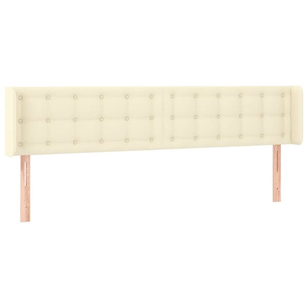 vidaXL T&ecirc;te de lit avec oreilles Cr&egrave;me 203x16x78/88 cm Similicuir