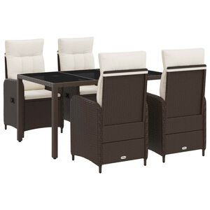 vidaXL Ensemble de repas ext&eacute;rieur 5 pc Marron et cr&egrave;me blanche