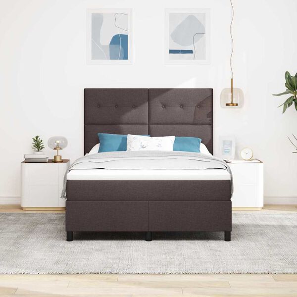 vidaXL Lit &agrave; ressorts avec matelas Marron fonc&eacute; 160 x 200 cm tissu