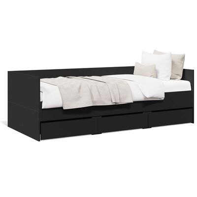 vidaXL Lit de jour avec tiroirs sans matelas noir 75x190 cm