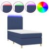 vidaXL Sommier &agrave; lattes de lit et matelas et LED Bleu 90x190 cm Tissu