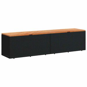 vidaXL Bo&icirc;te de rangement de jardin noir r&eacute;sine tress&eacute;e bois d'acacia