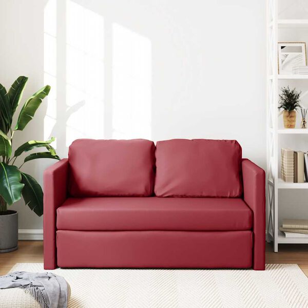 vidaXL Canap&eacute;-lit 2 en 1 rouge bordeaux 112x174x55 cm similicuir