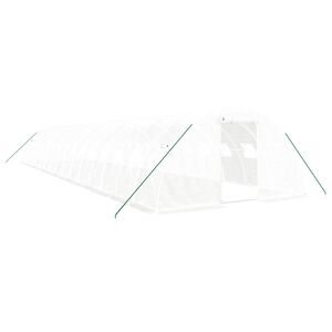 vidaXL Serre avec cadre en acier blanc 64 m&sup2; 16x4x2 m