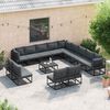 vidaXL Ensemble de canap&eacute; de jardin avec coussin 13 pcs Noir Aluminium