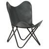 vidaXL Chaise papillon gris Taille pour enfants cuir v&eacute;ritable