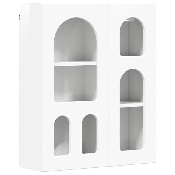 vidaXL Armoire suspendue avec &eacute;tag&egrave;re Blanc brillant 59 x 20 x 71,5 cm