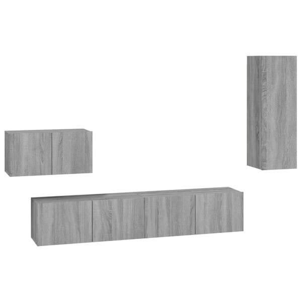 vidaXL Ensemble de meubles TV 4 pcs Sonoma gris Bois d'ing&eacute;nierie
