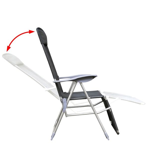 vidaXL Chaises pliables de jardin lot de 2 Aluminium et textil&egrave;ne Gris