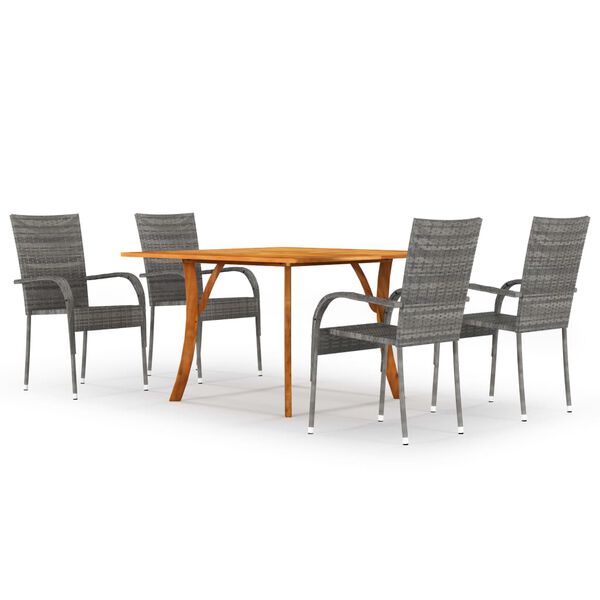 vidaXL Ensemble &agrave; manger de jardin 5 pcs Gris
