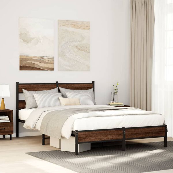 vidaXL Cadre de lit sans matelas ch&ecirc;ne marron 137x190 cm