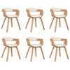 vidaXL Chaises &agrave; manger lot de 6 cr&egrave;me similicuir et bois courb&eacute;