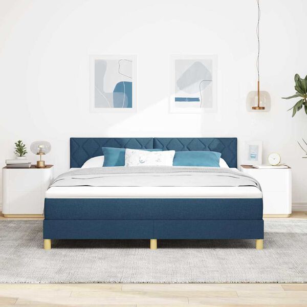 vidaXL Lit boxspring avec matelas avec matelas Bleu 180 x 200 cm tissu