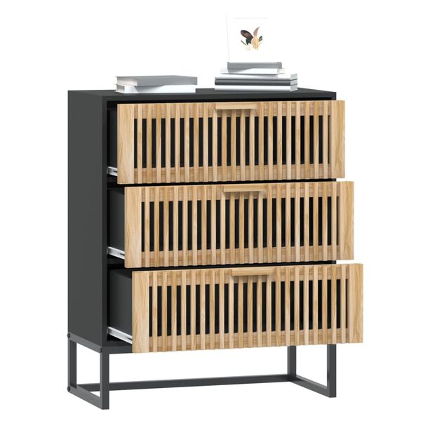 vidaXL Buffet noir 60x30x75 cm bois d'ingénierie
