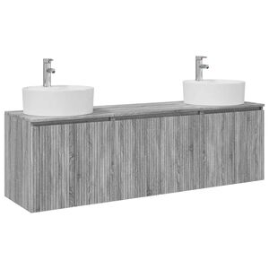 vidaXL Ensemble d'armoire de salle de bain 3 pc Sonoma gris
